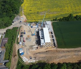 Construction of STACHOVICE HUB from a bird's eye view